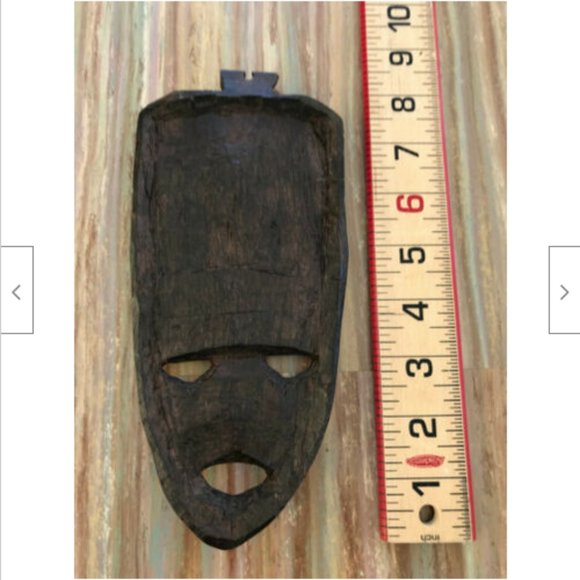 Hand Carved Wood Face Mask Wall Decor Tribal Folk Art Water Buffalo 8" Tall - Picture 3 of 3
